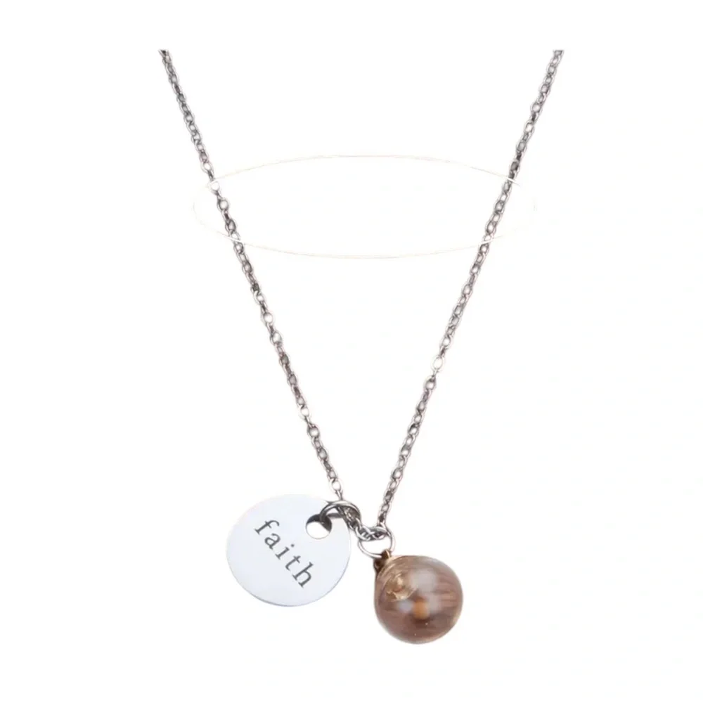 Stainless Steel Mustard Seed Jar Faith Silver Necklace